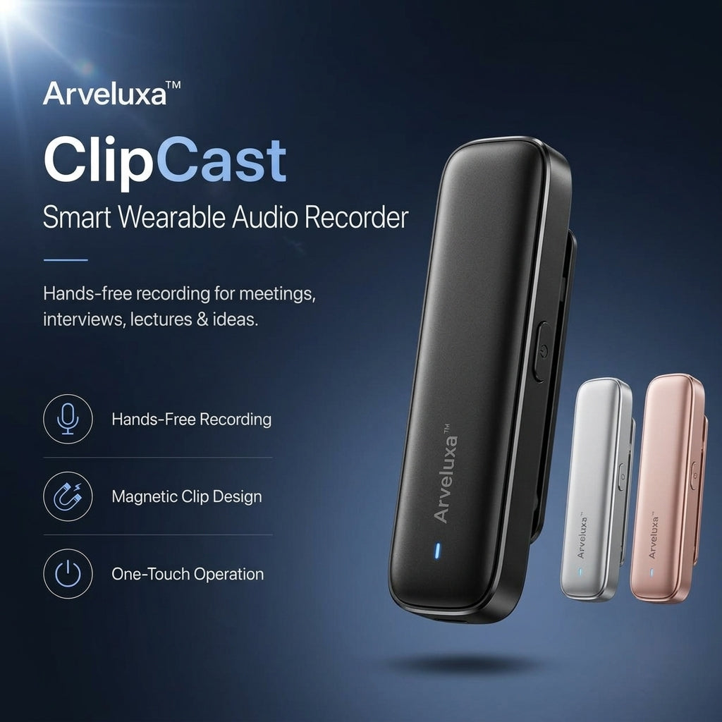 Arveluxa™ ClipCast Smart Wearable Audio Recorder