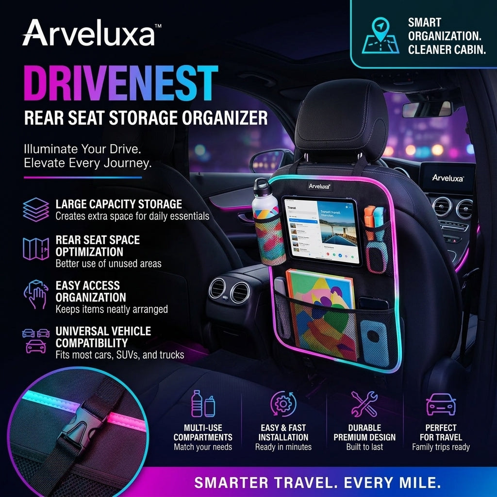 Arveluxa™ DriveNest Rear Seat Storage Organizer